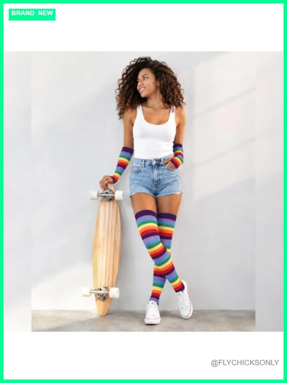 Striped Knee High Socks & Fingerless Gloves Set - Costume Arm Warmers